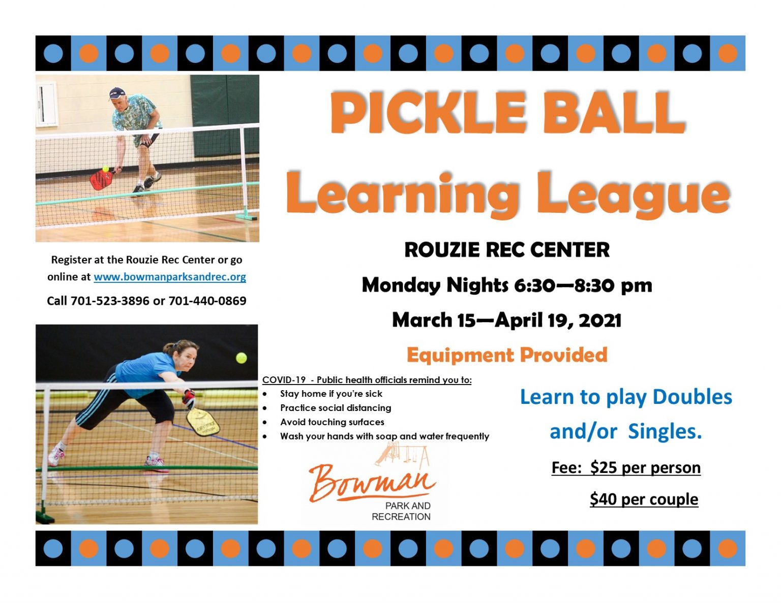 Pickleball Learning League Begins - Bowman North Dakota