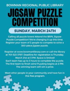 Jigsaw Puzzle Competition @ Bowman Regional Public Library