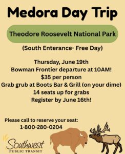 Southwest Public Transit Medora Day