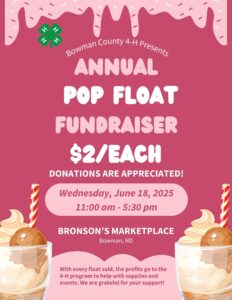 Bowman 4-H Pop Float Stand Fundraiser @ Bronsons Market Place