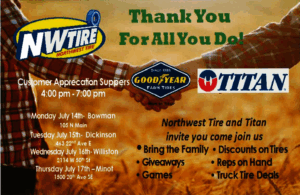 Northwest Tire Customer Appreciation @ Northwest Tire Bowman ND