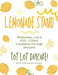 Tot Lot Lemonade Stand @ Tot Lot Daycare